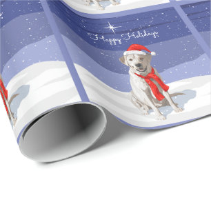 Papier Cadeau Récupérateur jaune blanc Labrador à Santa Hat