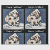 PAPIER CADEAU RÉCUPÉRATION DE LABRADOR BLANC  (Plat)