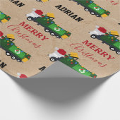 Papier Cadeau Recyclage de Noël Camion à ordures Nom personnalis (Coin)