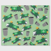 Papier Cadeau Recyclage Motif de camion-poubelle (Plat)