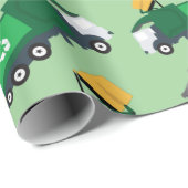 Papier Cadeau Recyclage Motif de camion-poubelle (Coin rond)
