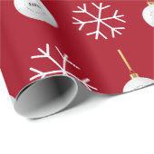 Papier Cadeau Red Ajouter Business Logo Orament Christmas Compan (Coin rond)