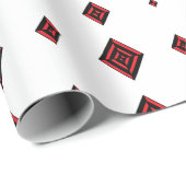 Papier Cadeau Red and Black Geometric Diamond Pattern Modern Tot (Coin rond)
