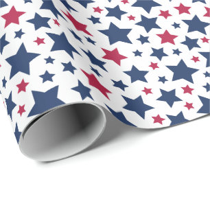 Papier Cadeau Red and Blue Stars - motif de drapeau américain