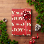 Papier Cadeau Red and Gold Joy Holly Christmas Wrapper Papier<br><div class="desc">Présentez notre papier d'enveloppement classique de Noël, un plaisir festif conçu pour apporter joie et élégance à vos cadeaux de vacances. Ce papier d'emballage traditionnel présente un arrière - plan rouge vif orné du mot "joie" et de délicats feuilles saints en or chatoyant, créant un design intemporel qui saisit la...</div>