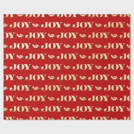 Papier Cadeau Red and Gold Joy Holly Christmas Wrapper Papier (Plat)
