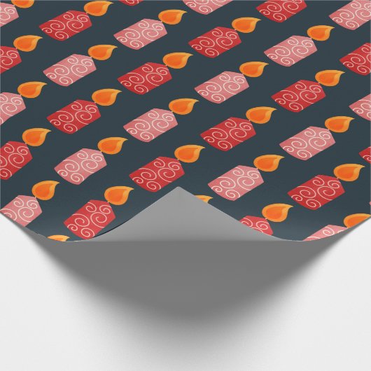 Papier Cadeau Red and Pink Festive Holiday Candle Wrapping Paper (Coin)