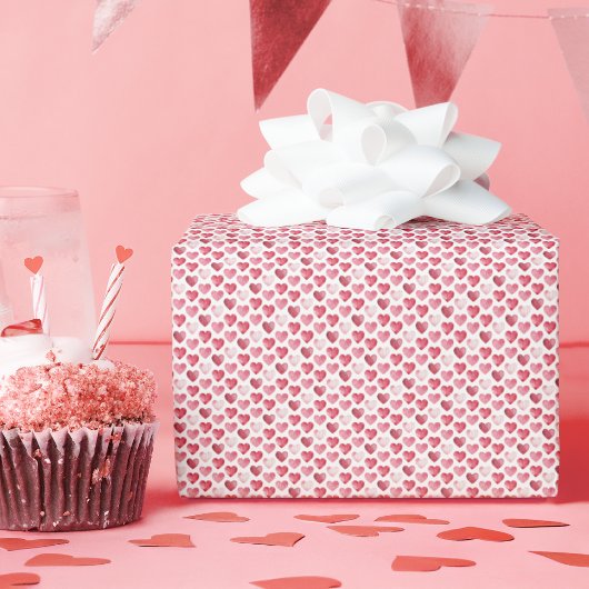 Papier Cadeau Red and Pink Mini Watercolor Hearts