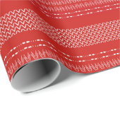 Papier Cadeau Red And White African Pattern Wrapping Paper (Coin rond)