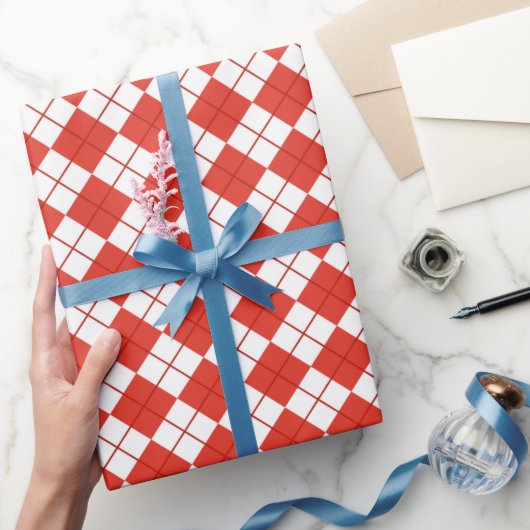 Papier Cadeau Red And White Argyle (Cadeaux)