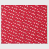 Papier Cadeau Red And White Merry Christmas Custom Text Template (Plat)