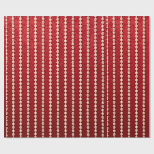 Papier Cadeau Red and White Velvet-look Pearl Design (Plat)