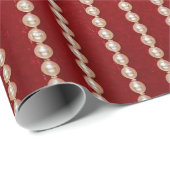 Papier Cadeau Red and White Velvet-look Pearl Design (Coin rond)