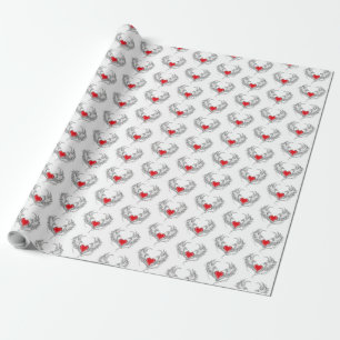 Papier Cadeau Red Angel Coeur avec ailes