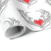 Papier Cadeau Red Angel Coeur avec ailes (Coin rond)