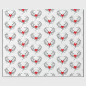 Papier Cadeau Red Angel Coeur avec ailes (Plat)