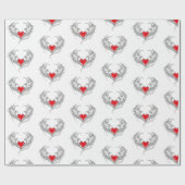 Papier Cadeau Red Angel Coeur avec ailes (Plat)