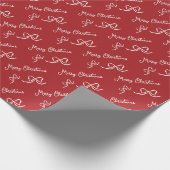 Papier Cadeau Red Beige Merry Christmas Bow Pattern (Coin)