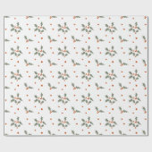 Papier Cadeau Red Berries Foliage Holly cadeau de Noël (Plat)