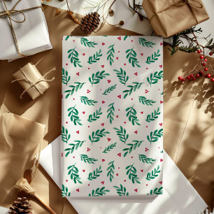 Papier Cadeau Red Berries Motif de Noël Blanc