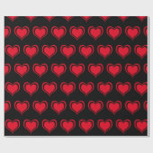 Papier Cadeau Red Black Hearts Valentines Day Amour Motif (Plat)
