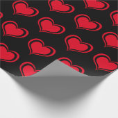 Papier Cadeau Red Black Hearts Valentines Day Amour Motif (Coin)