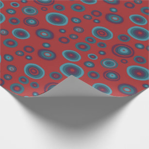 Papier Cadeau Red Blue Bubbles Cercles modernes Motif Cadeau