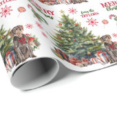 Papier Cadeau Red Bow À poils durs Pointer Chien de vacances arb (Coin rond)