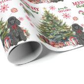 Papier Cadeau Red Bow Black Standard Poodé Chien de vacances arb (Coin rond)