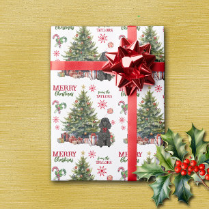 Papier Cadeau Red Bow Black Standard Poodé Chien de vacances arb