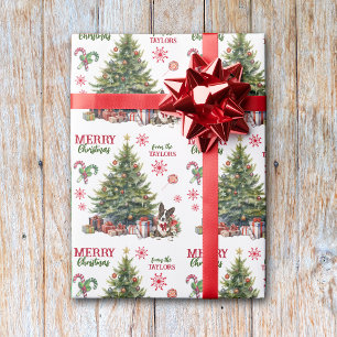 Papier Cadeau Red Bow Cardigan Welsh Corgi Dog Holiday Tree