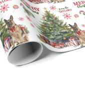Papier Cadeau Red Bow German Shepherd'arbre de Noël (Coin rond)