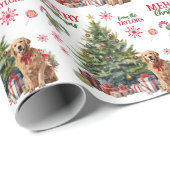 Papier Cadeau Red Bow Golden Retriever Dog Holiday Tree (Coin rond)