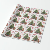 Papier Cadeau Red Bow Irish Setter Dog Holiday Tree (Déroulé)