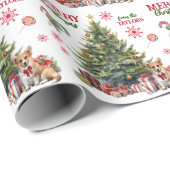 Papier Cadeau Red Bow Pembroke Welsh Corgi Dog Holiday Tree (Coin rond)