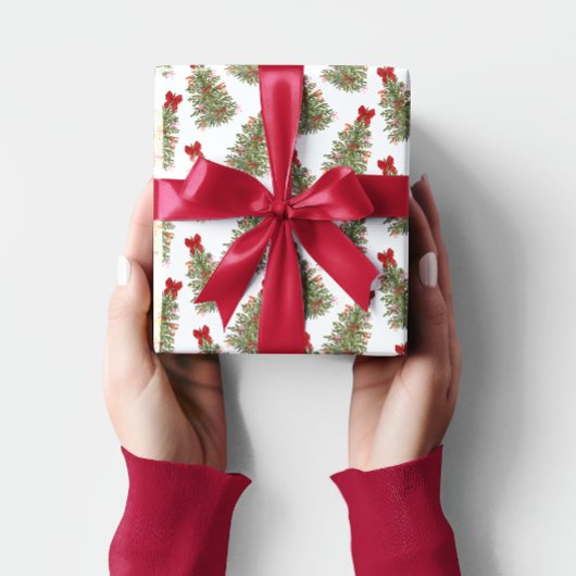 Papier Cadeau Red Bow Pink Bow Noël Tree Coquette