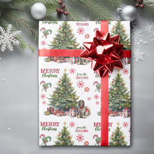 Papier Cadeau Red Bow Springer Spaniel Chien de vacances arbre