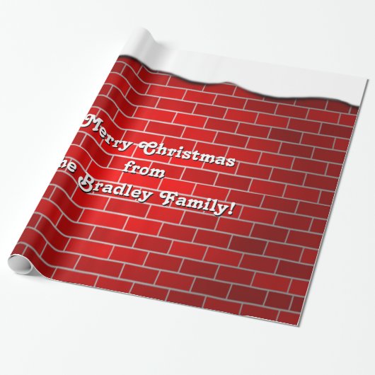 Papier Cadeau Red Brick with Snow Drift - Snowy Top (Déroulé)