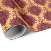 Papier Cadeau Red Brown Vintage Damask Pattern (Coin rond)