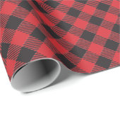 Papier Cadeau Red Buffalo Plaid (Coin rond)