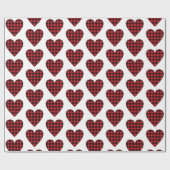 Papier Cadeau Red Buffalo Plaid Check Coeurs Pays Rustique (Plat)