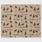 Papier Cadeau Red Buffalo Plaid & Joyeux bois de Noël (Plat)