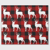 Papier Cadeau Red Buffalo Plaid & White Deer Christmas (Plat)