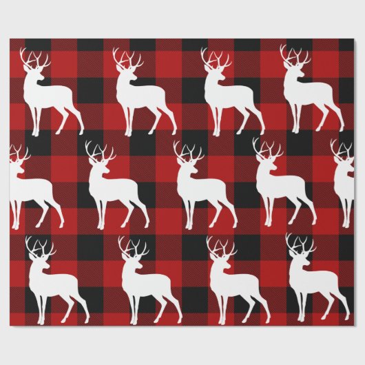 Papier Cadeau Red Buffalo Plaid & White Deer Christmas (Plat)