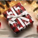 Papier Cadeau Red Buffalo Plaid & White Deer Christmas<br><div class="desc">Red Buffalo Plaid & White Deer Christmas</div>