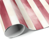 Papier Cadeau Red Burgundy Cream Stripes Christmas (Coin rond)