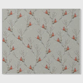 Papier Cadeau Red Cardinal Perched on a Tree Branch Wrapping Pap (Plat)
