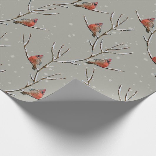 Papier Cadeau Red Cardinal Perched on a Tree Branch Wrapping Pap (Coin)