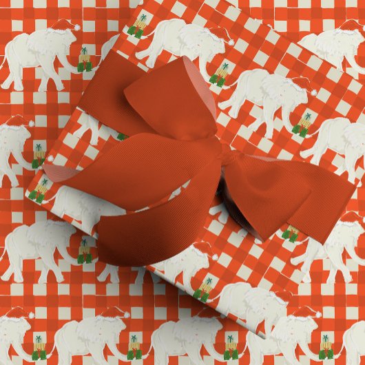 Papier Cadeau Red Checkered White Elephant Christmas Party