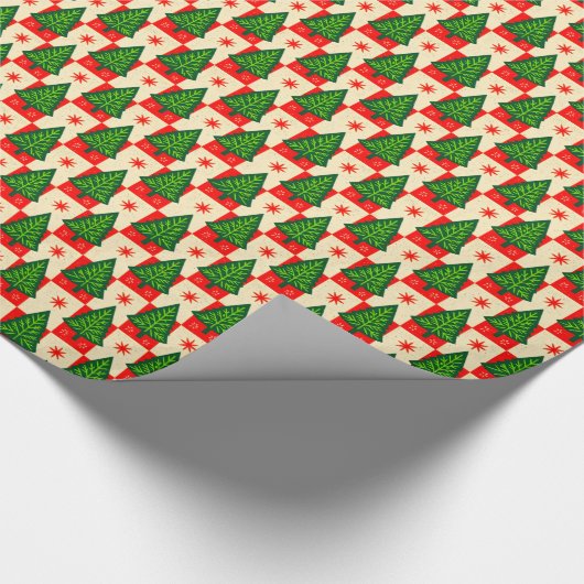 Papier Cadeau Red Checks with Trees Country (Coin)